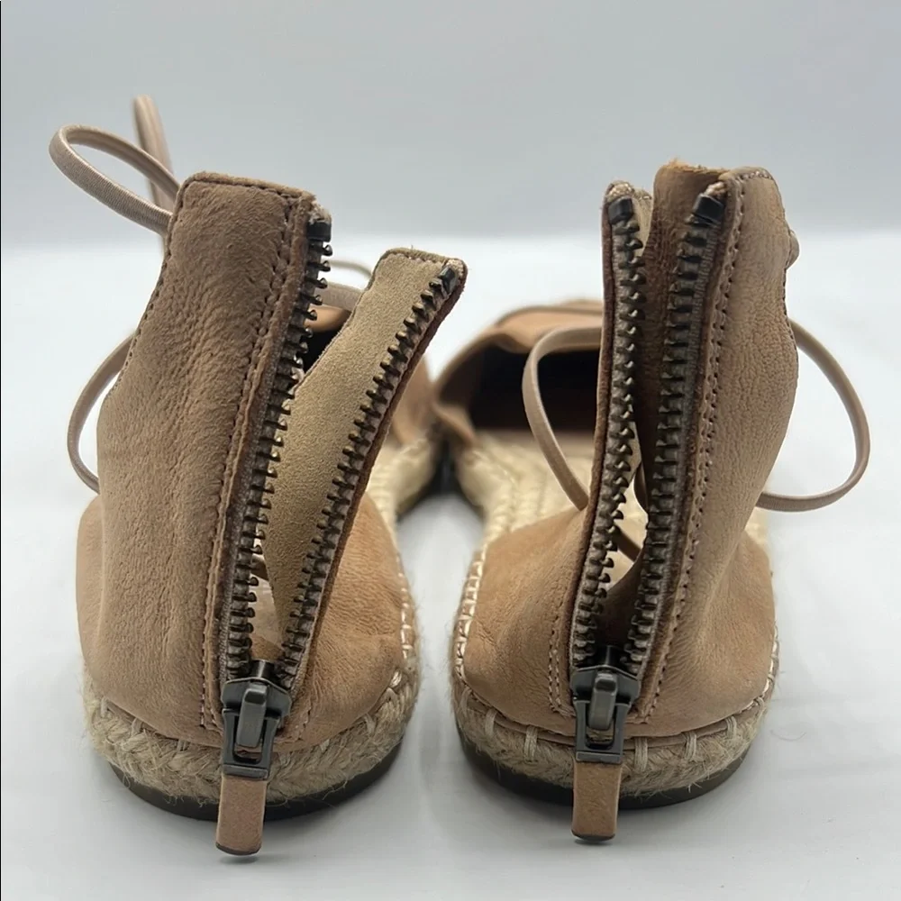 Eileen Fisher‎ Sz 8 Lace Up Tan Espadrille Flats with Ankle Wraps